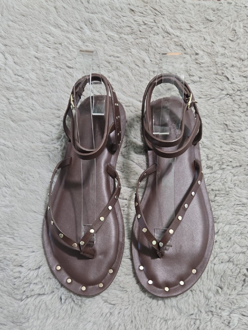 Women’s Brown Studded Ankle-Strap greek style Sandals size 7.5